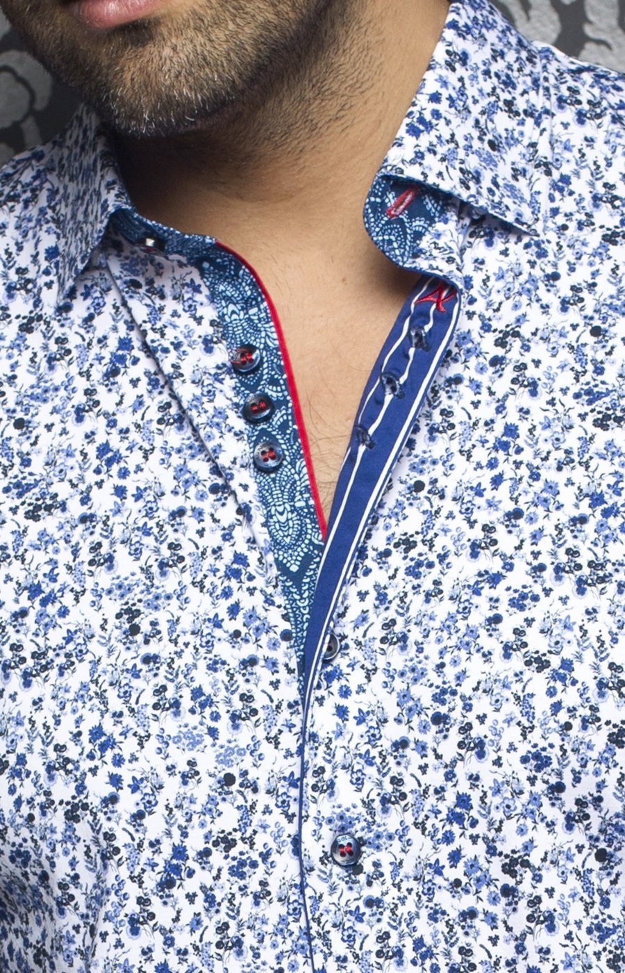 Camisa | Louis, Blanco / Azul - AU NOIR