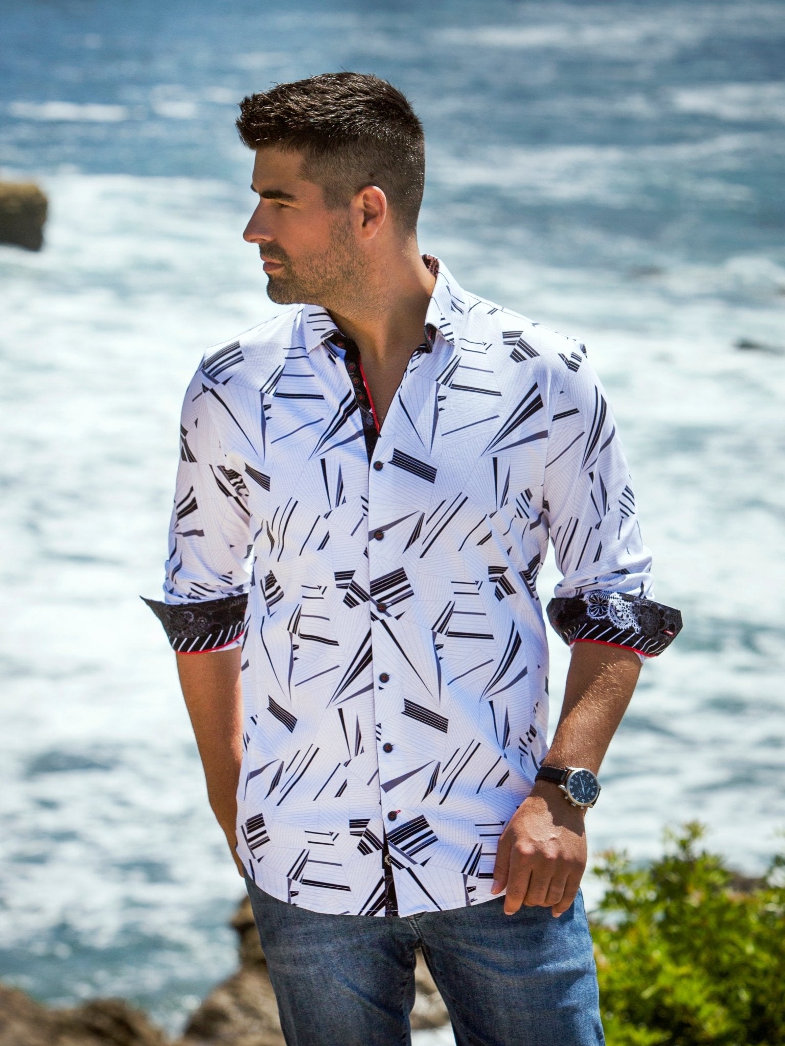 Camisa | MARNIX, Blanco / Negro - AU NOIR