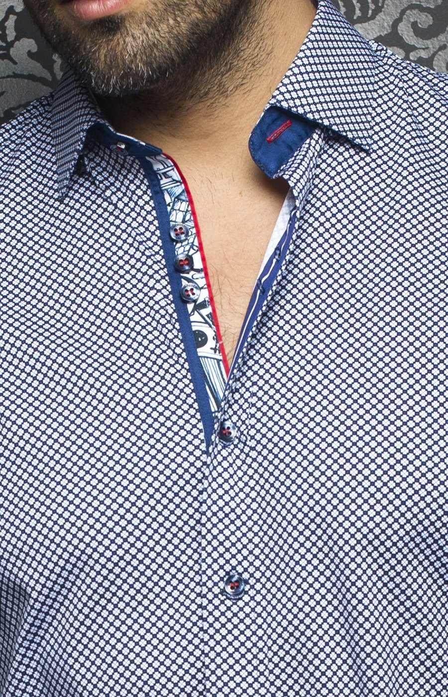 Camisa | O'CONNOR, Blanco / Azul Marino - AU NOIR