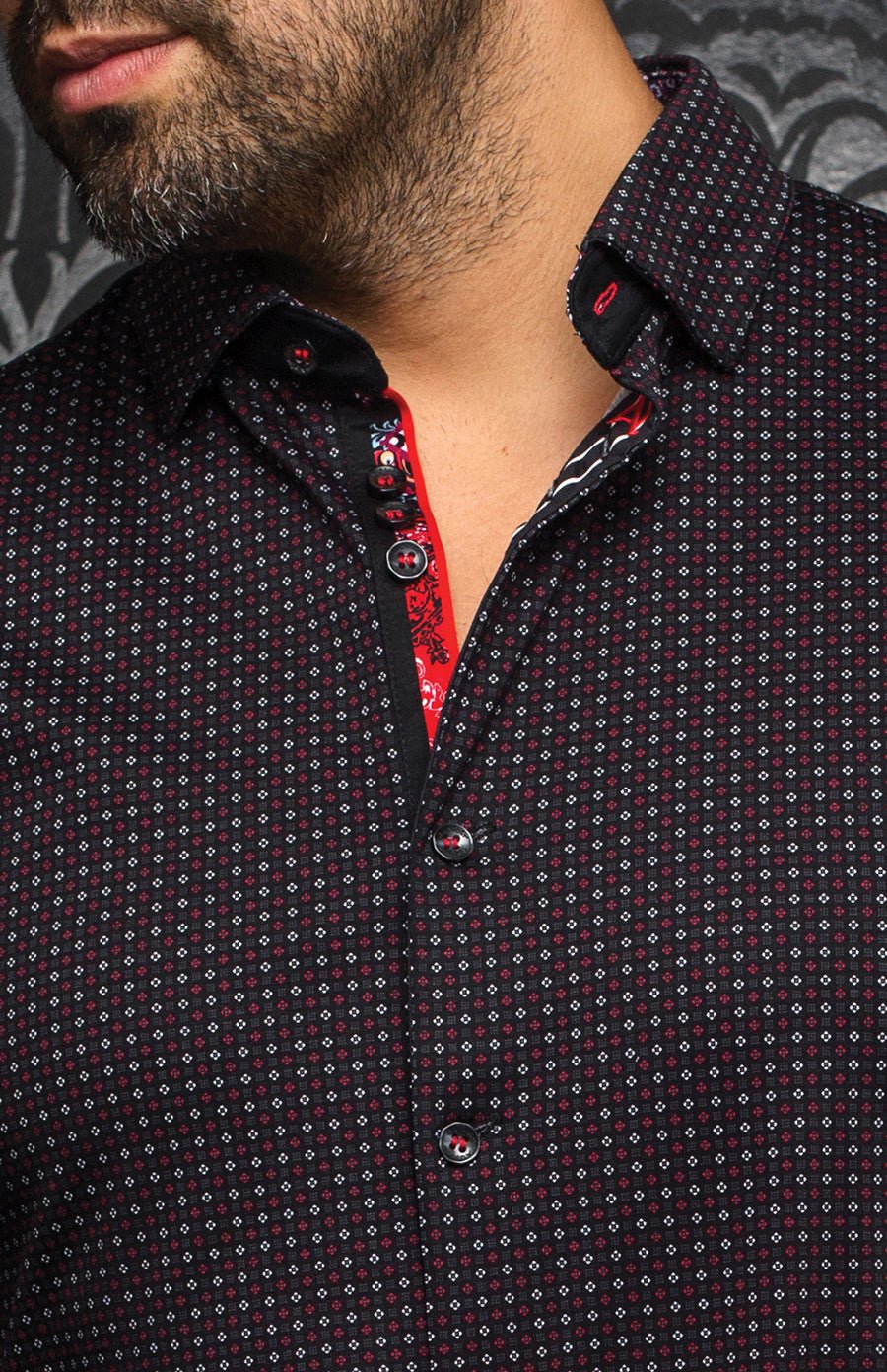 camisa | PARINI, Negro / Rojo - AU NOIR