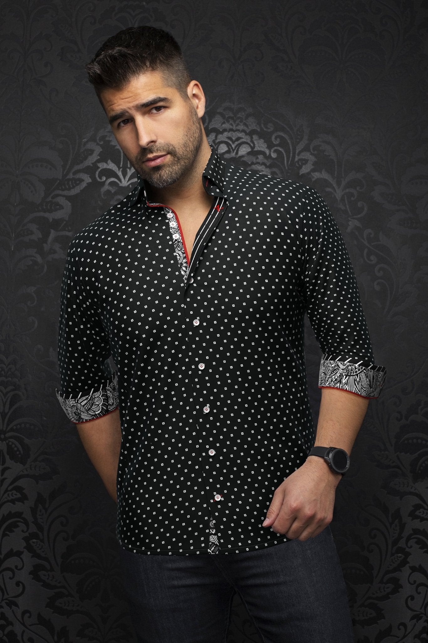 camisa | SANTANA, Negro Blanco - AU NOIR