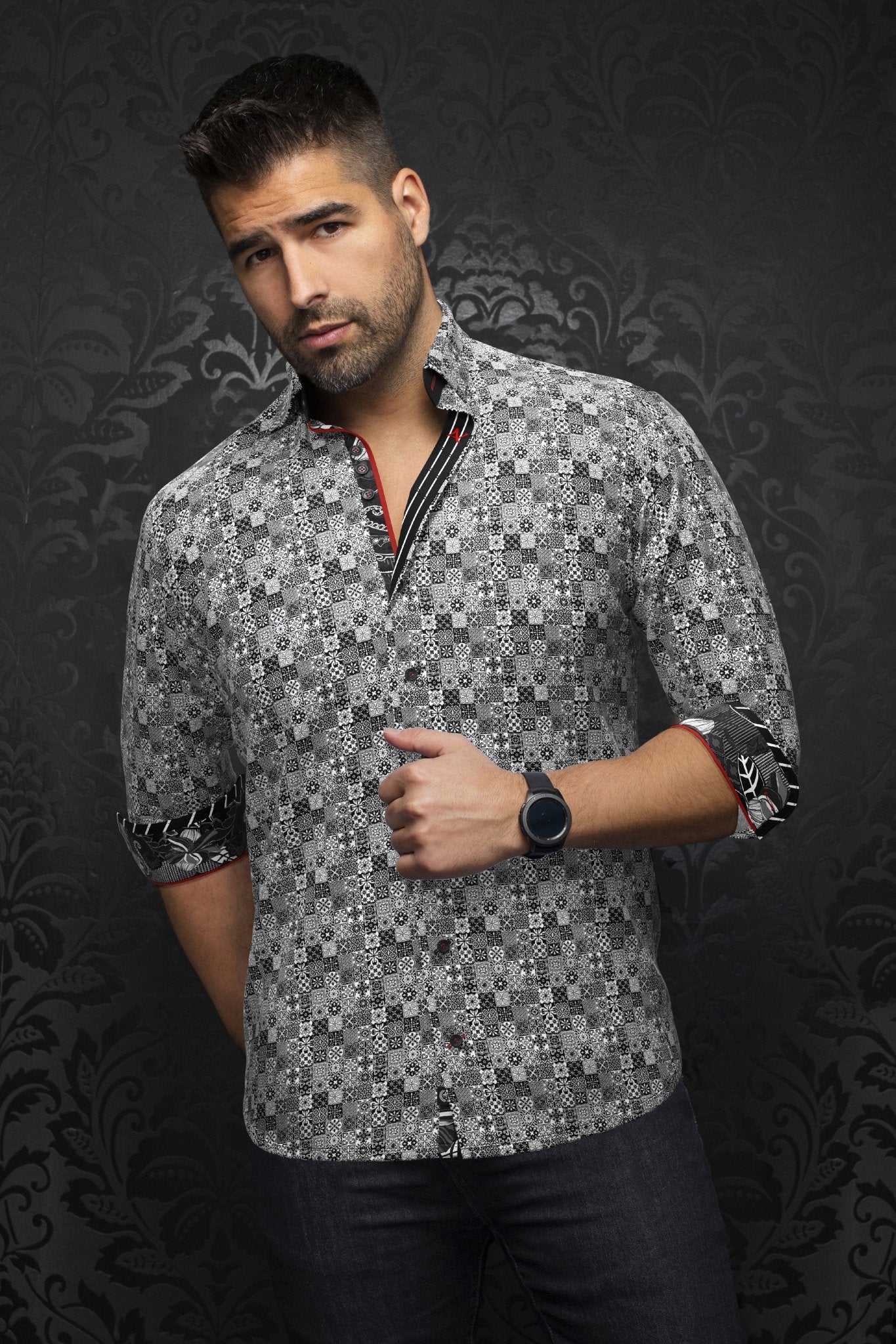 camisa | SOLLOZZO, Negro Blanco - AU NOIR