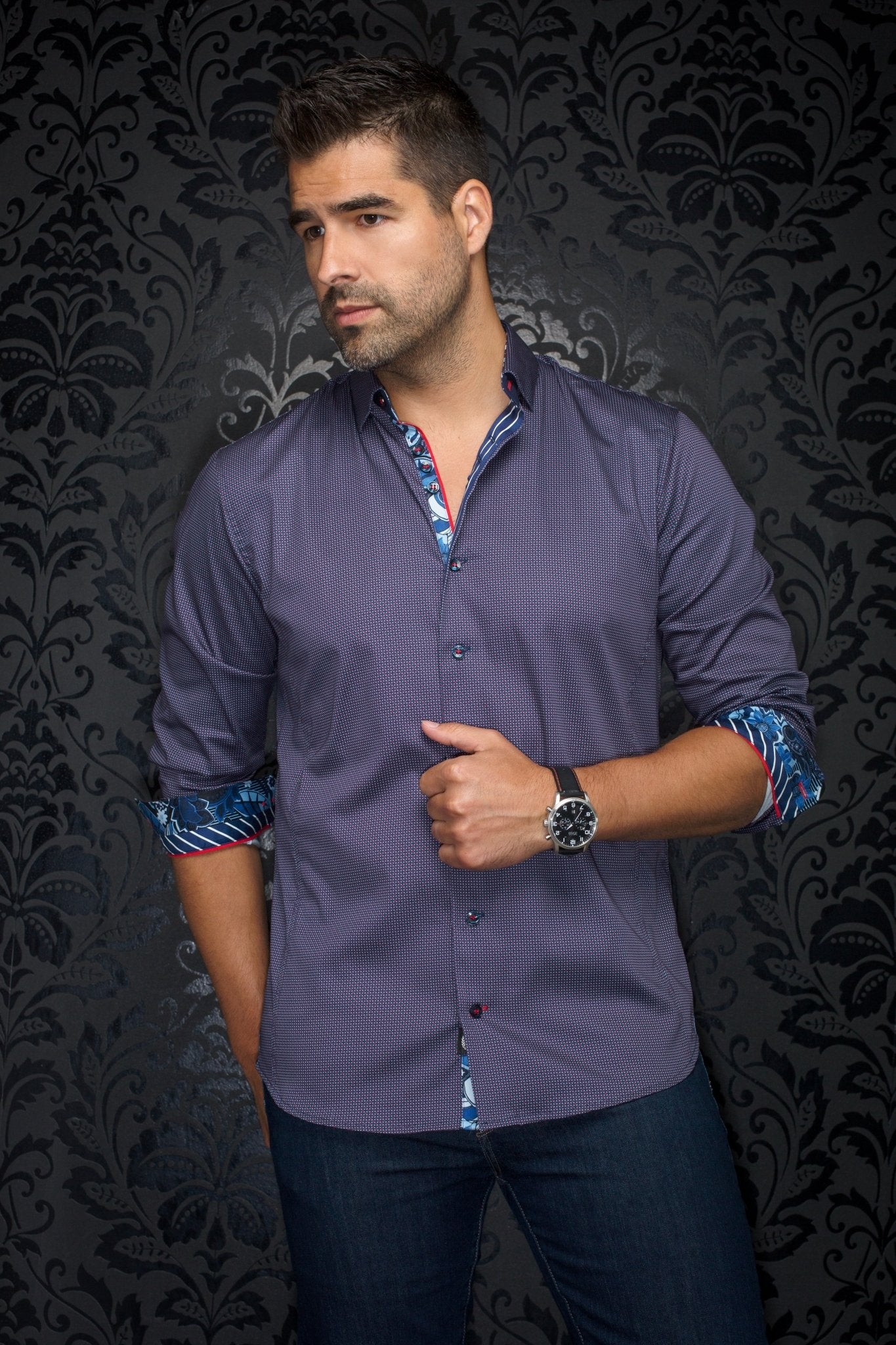 Camisa | SOSA, Navy Red - AU NOIR