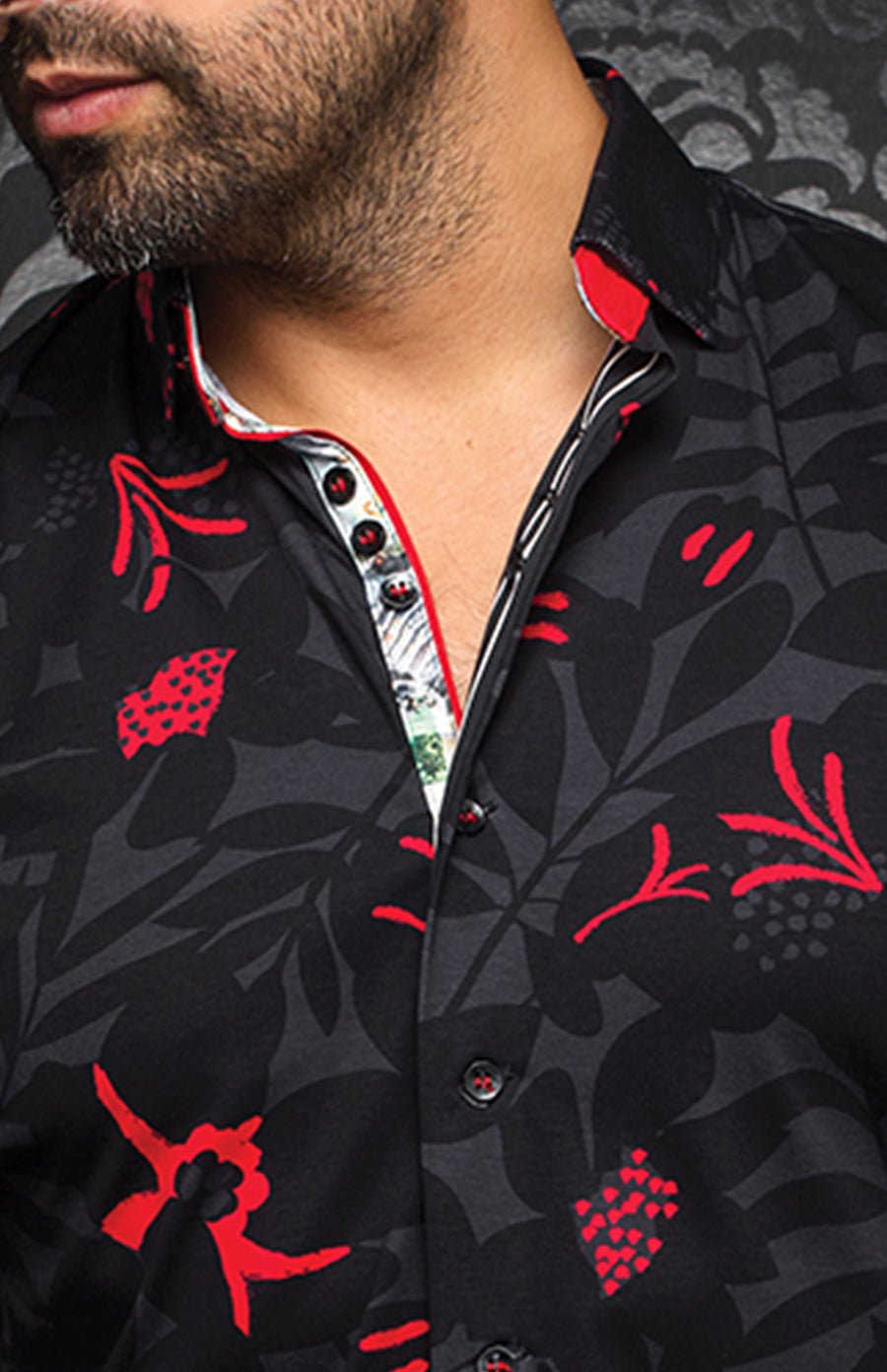 camisa | VERSO, Negro / Rojo - AU NOIR