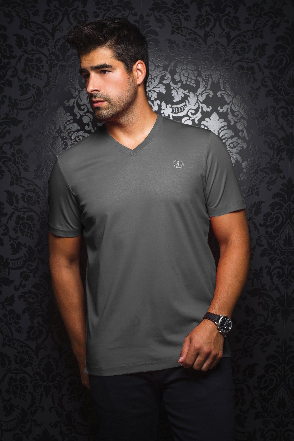 Camiseta MICHAEL-V, gris medio - AU NOIR